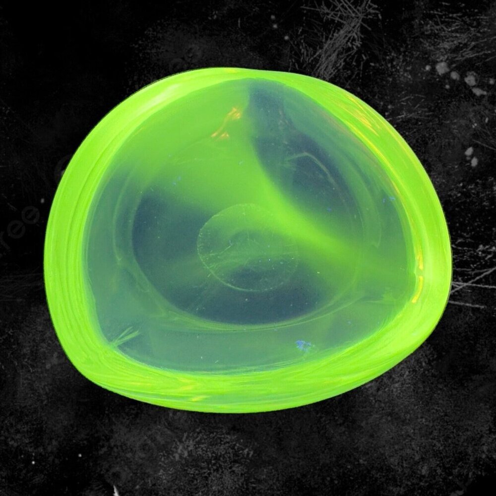 Venetian Clear Glass Dish Small Ashtray Made In‎ Italy Manganese 365nm Green UV